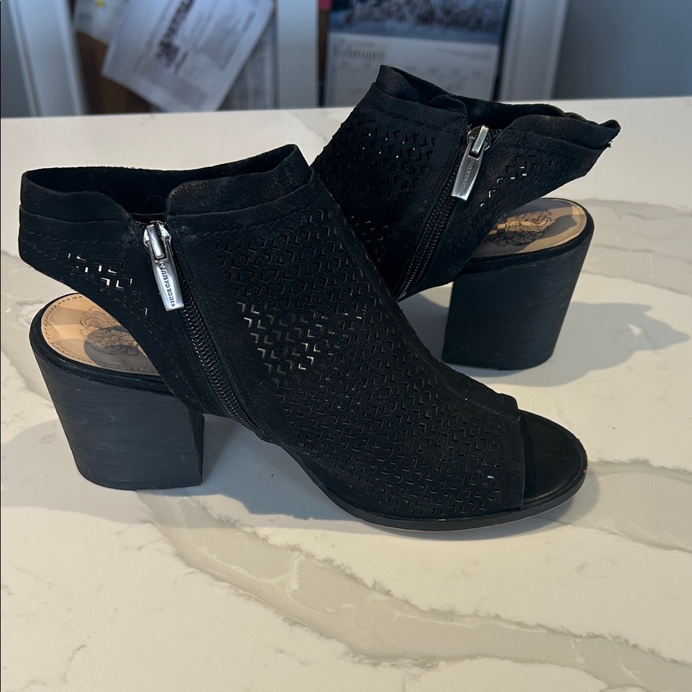 Vince Camuto Black Peep-Toe Ankle Boots